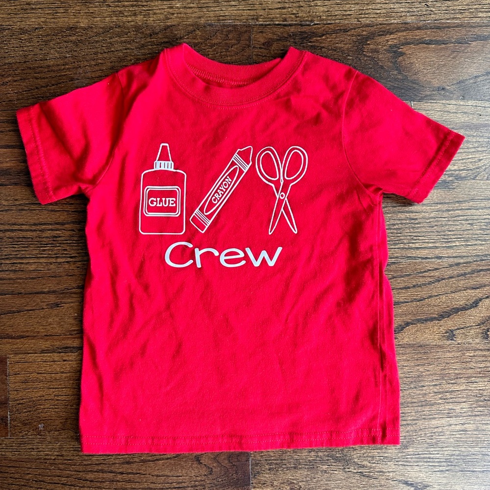 Red school shirt “crew” 3t